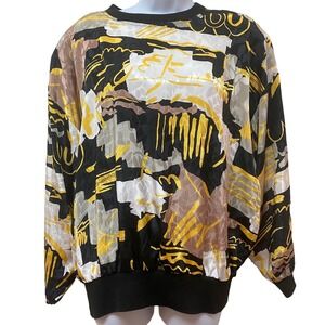 Vintage Neil Martin L Polyester Retro Funky Abstract Print Pullover Blouse